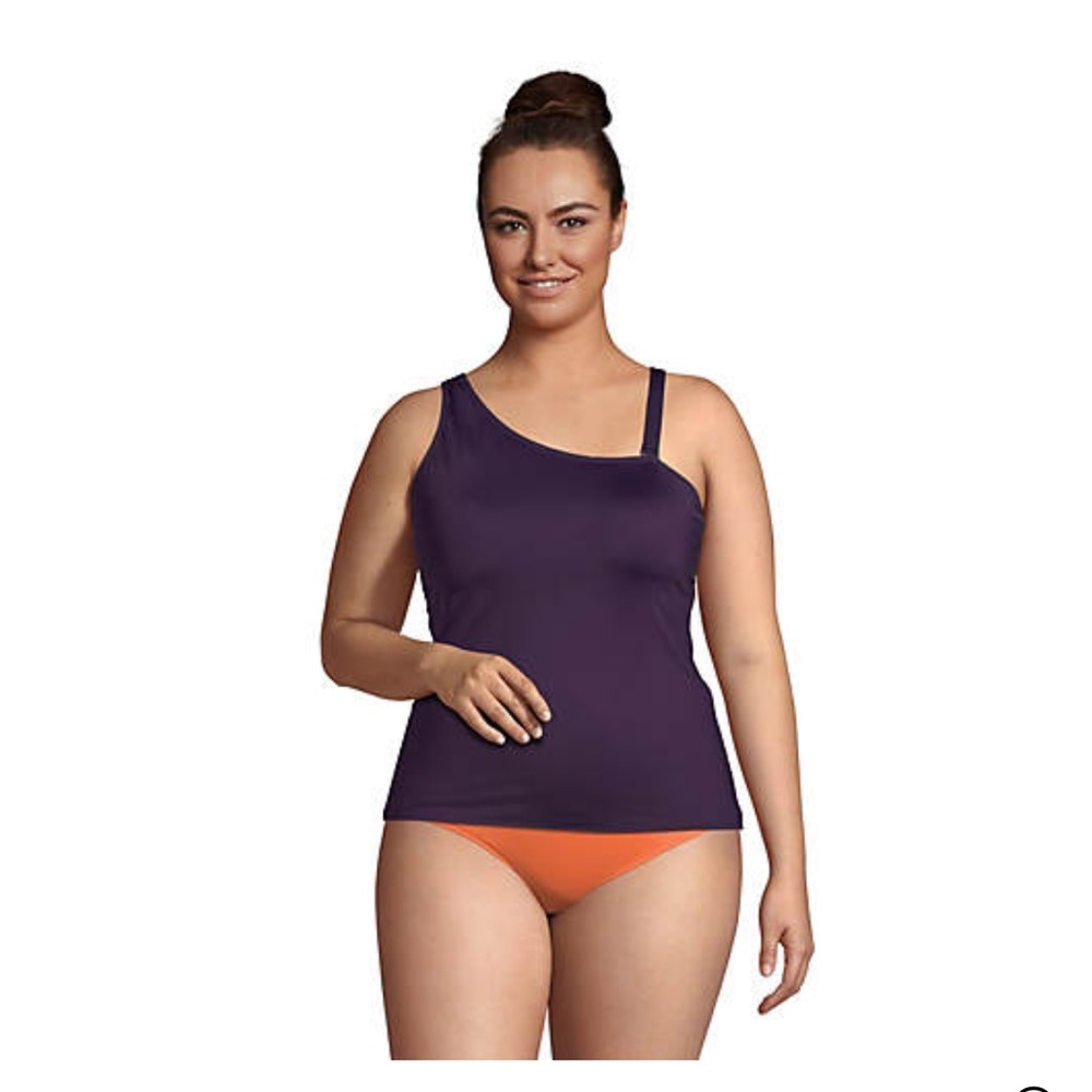 Lands End Tankini purple one shoulder